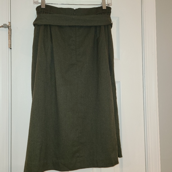 Talbots Vintage olive wool pleated skirt Sz 12 W - Picture 4 of 9